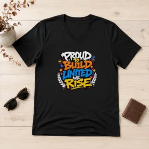 Top Labour Day Proud Builder Graffiti V-Neck Shirt