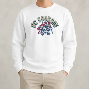 Funny Nice Kid'S NC Courage Soccer Player Ash Sweater showing front view of a cozy, long-sleeve sweatshirt in ash color