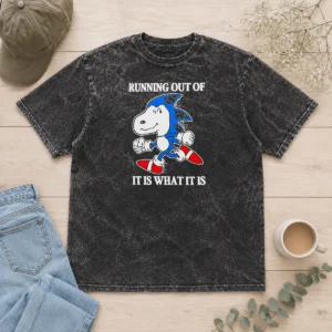 Pretty Hedgehog Running Out Of It Is What It Is Washed T Shirt showing front print on a soft cotton fabric