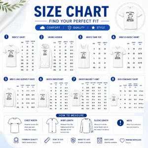 Size chart for Awesome Top Tiny Hero Big Workload showing measurements in inches and centimeters