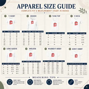 Size chart for Funny Real Men Shoot Raw Photography Camera Shutter Aperture with measurements in inches and cm