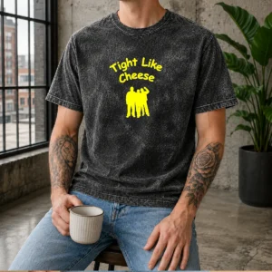 Pretty Workaholics Anders Blake Adam Tight Like Cheese Friendship Crew Washed T Shirt in soft faded fabric with crew neck