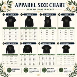 Size chart for Premium Woke Is No Insult Pope Leo XIV Quote with measurements in inches and cm