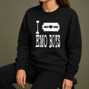 Nice I Love Emo Boys Heart Razor Blade Sweater