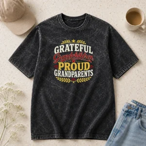 Happy Pretty Family Celebration Grateful Grandchildren Vector Washed T-Shirt