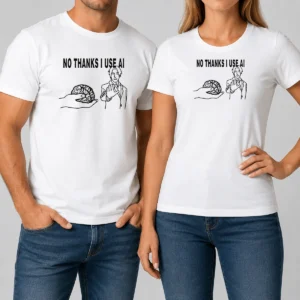 Awesome Brain No Thanks I Use AI t shirt in black, crew neck short sleeve cotton tee