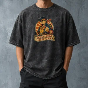 Awesome Takas World Vintage Anime Characters Passion Washed T Shirt in faded color with retro anime design on front