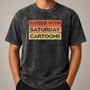 Good Raised With Saturday Cartoons Retro Washed T-Shirt