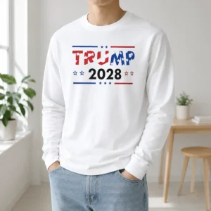 Pretty Trump 2028 Patriotic Stars And Stripes Long Sleeve Shirt