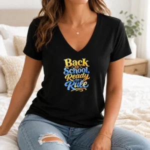 Good Back To School Ready To Rule Watercolor For Students V-Neck Shirt