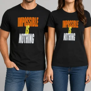 Good Impossible Is Nothing Slogan t shirt in white, short sleeve casual cotton tee