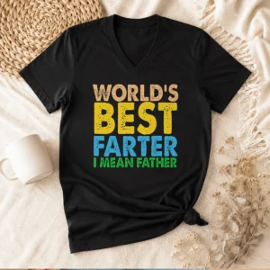 Top World'S Best Farter Funny Humor Dad Fathers Day V-Neck Shirt