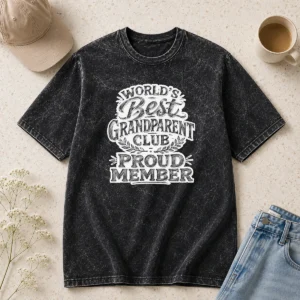 Happy Pretty Grandparents Day Proud Member Sketch Washed T-Shirt