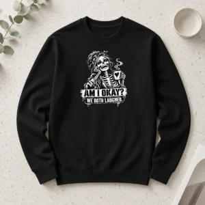Top Humorous Skeleton Girl Coffee Quote Halloween Long Sleeve Shirt