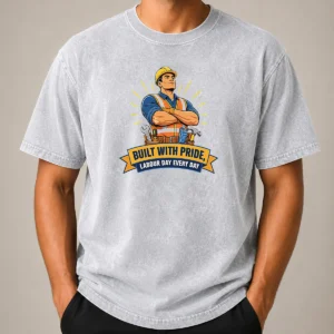 Top Hot Labour Day Proud Worker Vector Washed T-Shirt