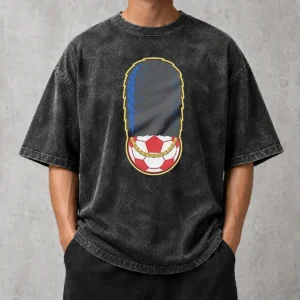 Official Funny London Guard British Soldier Soccer Ball Chain Washed T Shirt in soft, faded fabric