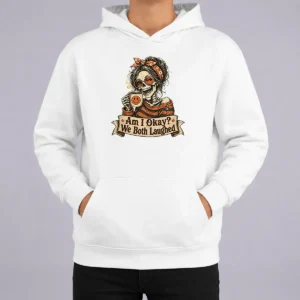 Original Vintage Funny Halloween Skeleton Girl Coffee Hoodie