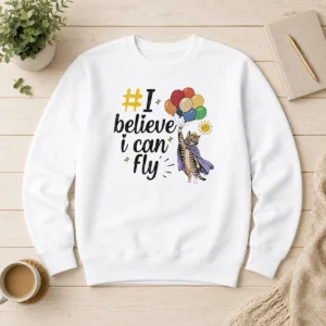Funny I Believe I Can Fly Cat Balloons Sweater