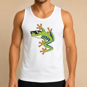 Top Cool Fun Cartoon Frog Sunglasses Summer Beach Tank Top