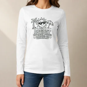 Nice Awesome August Holiday Line Art Relaxed Sun Long Sleeve Shirt