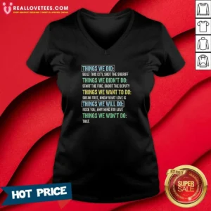 Official Things We Did Things We Won'T Do Rock Songs V-Neck Shirt