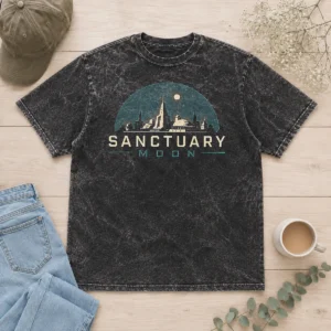 Premium Funny Moonbase After Dark Geek Washed T-Shirt