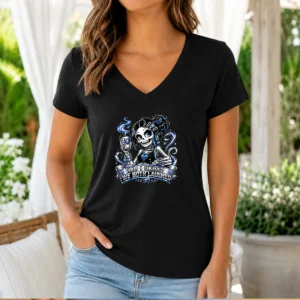 Funny Skeleton Girl Coffee Quote Y2K V-Neck Shirt