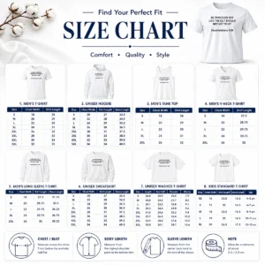 Size chart for Top He WHO Does Not Lick The Clit Should Not Get To Hit shirt with measurements in inches and cm