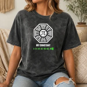Hot Lost My Constant Pi Symbol Distressed Dharma Initiative Washed T-Shirt