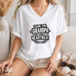 Good Family Celebration Grandpa Thank You Stencil V-Neck Shirt