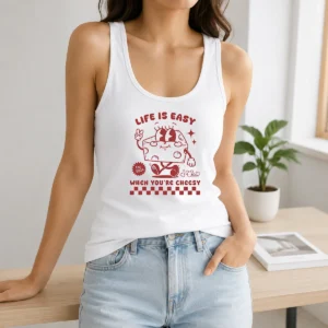 Official Life Is Easy When You'Re Cheesy Retro Cheese Character Tank Top