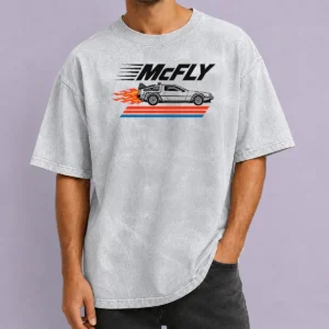 Nice Top Mcfly Flaming Delorean Time Machine Washed T-Shirt