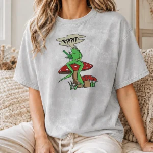 Official Frog Holding Gun Rippit Washed T-Shirt