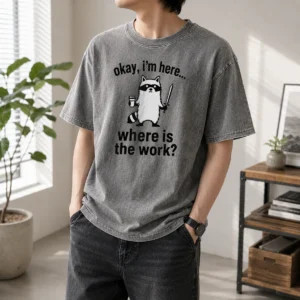 Awesome Top Tiny Hero Big Workload Washed T-Shirt