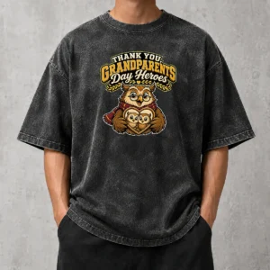 Nice Grandparents Day Gratitude Owl Mascot Washed T-Shirt