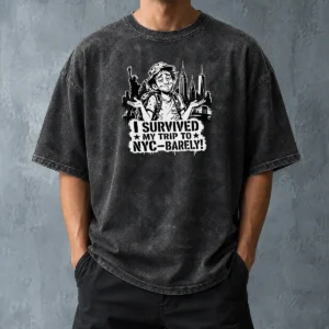 Premium Pretty NYC Trip Survivor Stencil Washed T-Shirt