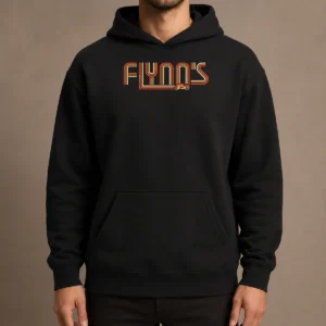 Good Flynn'S Arcade Memories Retro Hoodie in black with vintage arcade graphic on front