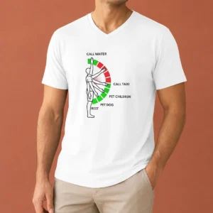 Original Man Arm Positions Call Waiter Call Taxi Pet Children Pet Dog Rest V Neck Shirt on a casual fit garment