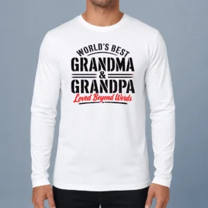 Hot Premium Grandparents Day Stencil Worlds Best Grandma Grandp Long Sleeve Shirt