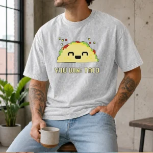 Awesome You Win Taco Pixel Art Gaming Cute Retro Washed T-Shirt
