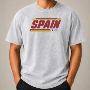 Original Spain 2010 2026 Retro Sports Spanish Football washed t shirt in faded red with vintage print