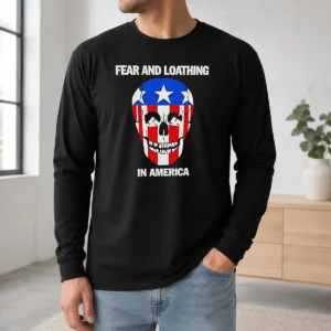 Awesome Pretty Fear And Loathing In America Skull Swastika Eyes Long Sleeve Shirt in black with bold graphic design