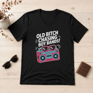 Top Hot Old Bitch Chasing Boy Bands Concert V-Neck Shirt