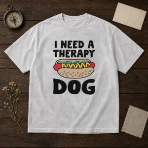 Nice I Need A Therapy Dog Illustration Washed T-Shirt