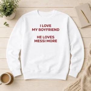 Awesome I Love My Boyfriend He Loves Messi More Sweater