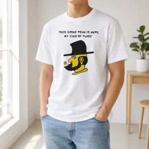 Pretty This Boone Town Is Nuts My Kind Of Place t shirt in classic crew neck style with white print on black fabric