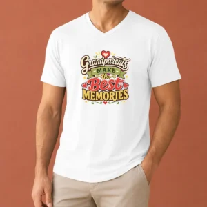 Nice Pretty Grandparents Day For Family Love Typography V-Neck Shirt