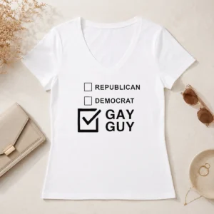 Happy Nice Gay Guy Republican Democrat Ballot Election Checkbox Humor V-Neck Shirt
