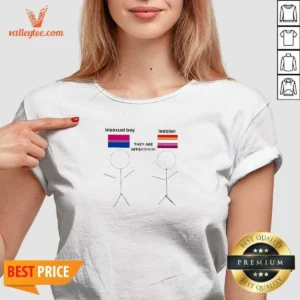 Funny Bisexual Boy Lesbian They Are Bff V Neck Shirt in soft fabric with short sleeves and fitted cut