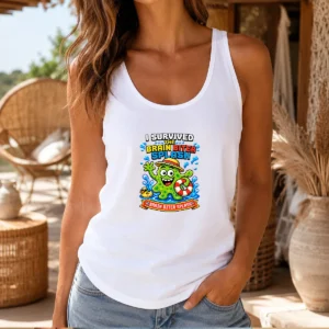 Funny Brain Biter Splash Pixel Survival Tank Top